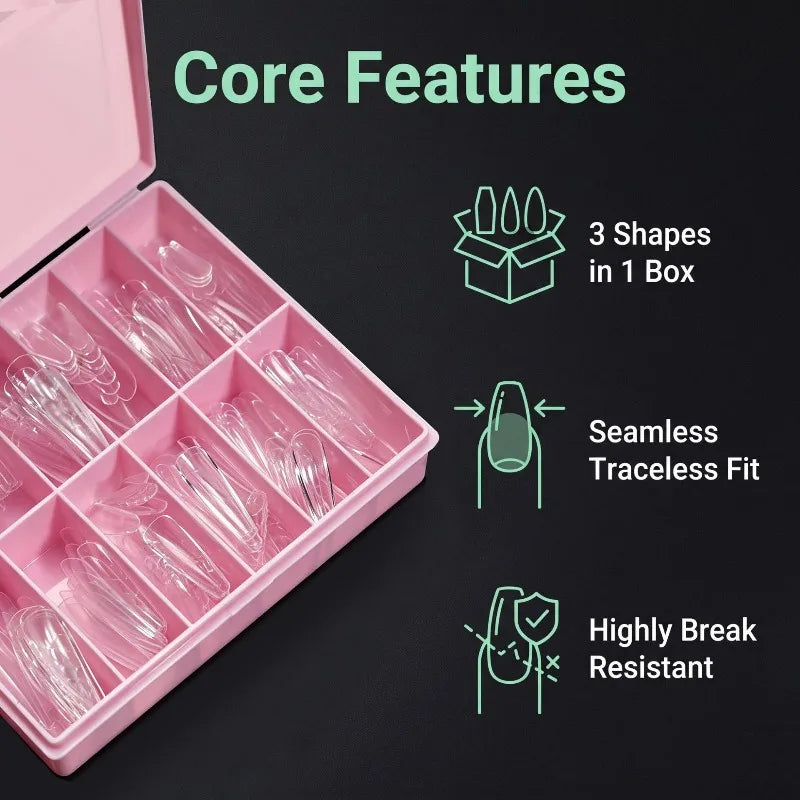 3D Fish Scale Press On Nails 240Pcs – Short Almond Soft Gel
