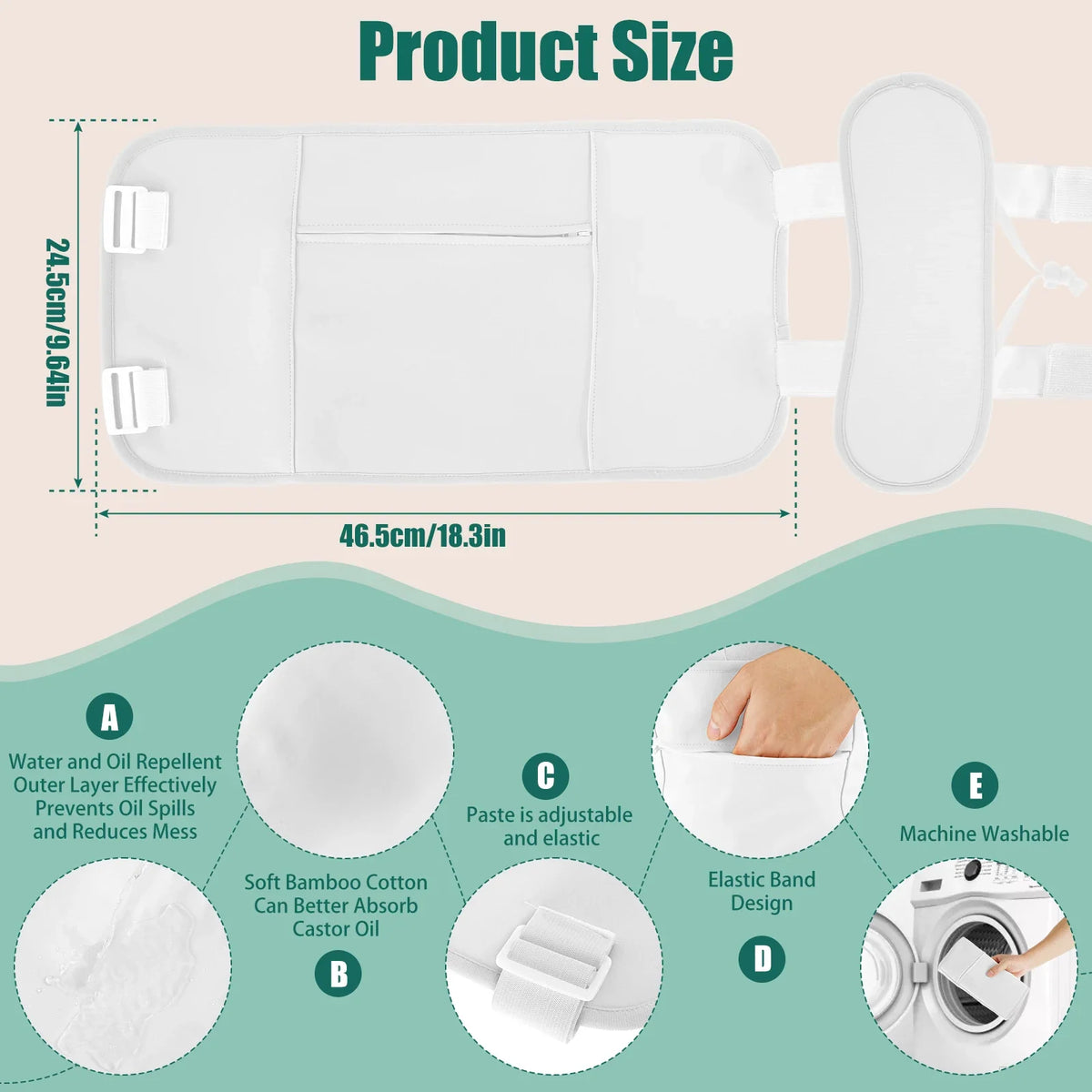 Reusable Castor Oil Pack Wrap Kit – Adjustable Waist & Neck
