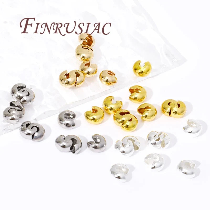 14K Gold Plated Brass Crimp End Beads – DIY Jewelry Spacers
