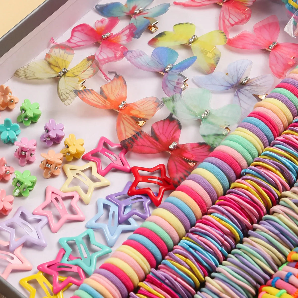 881Pcs Kids Hair Accessories – Clips, Ties & Scrunchies Set