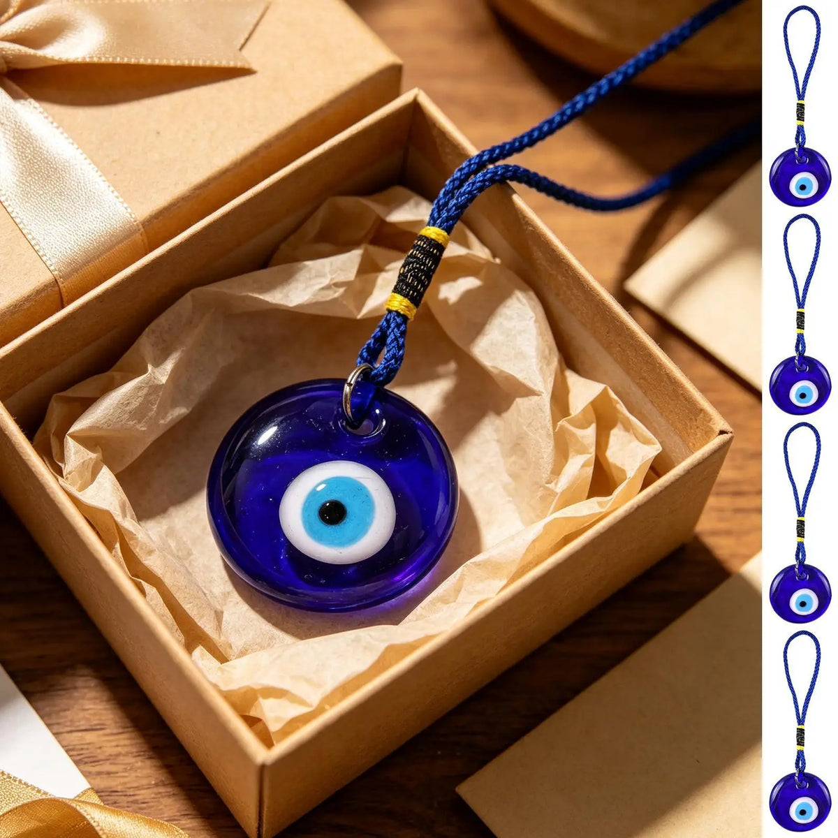 4-Pack Evil Eye Glass Pendant Charm – Home Car & Wall Decor