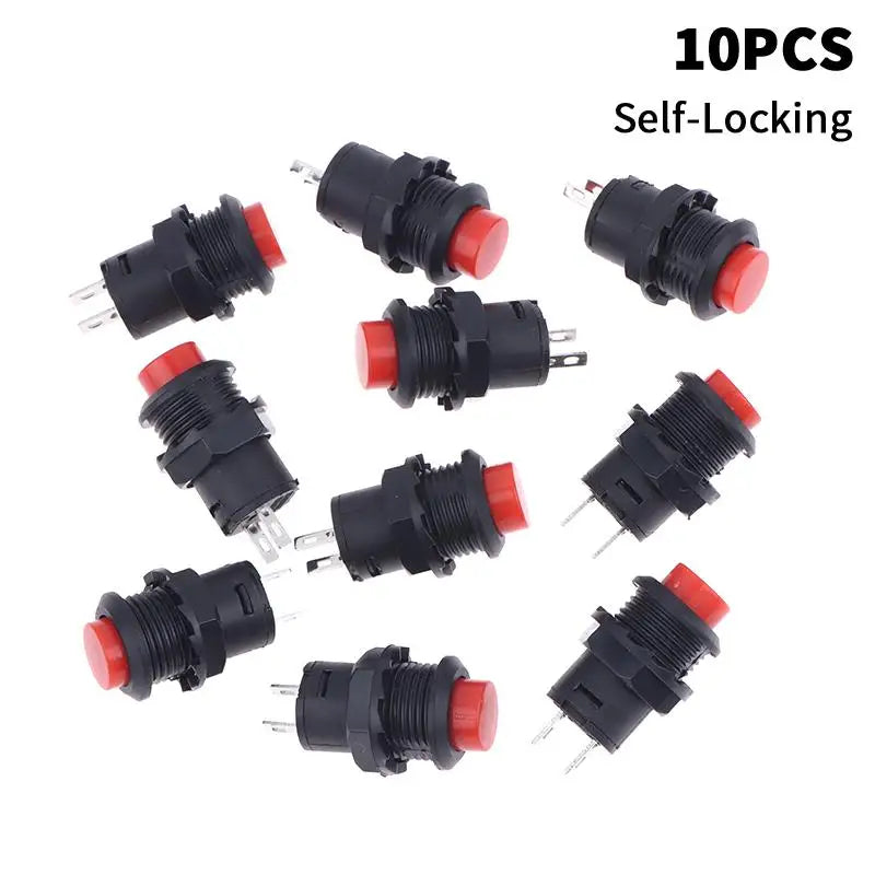 12mm Pushbutton Switches Self-Lock & Momentary OFF-ON – 10 Pack