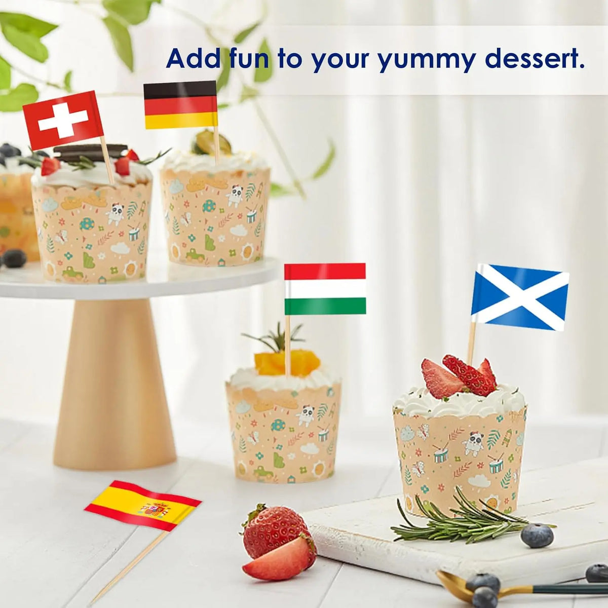 100 Mini Country Flag Toothpicks – Cupcake & Cocktail Picks