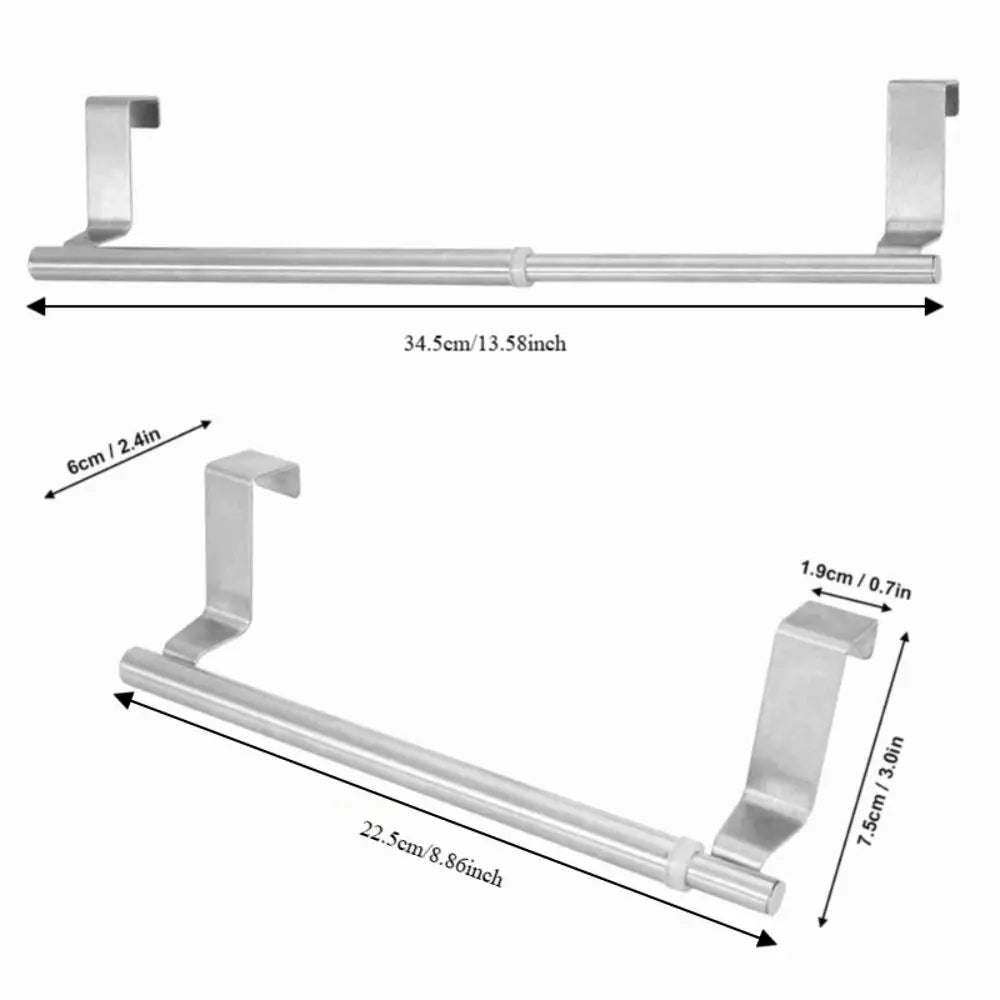 No-Drill Retractable Stainless Steel Towel Rack – Silver