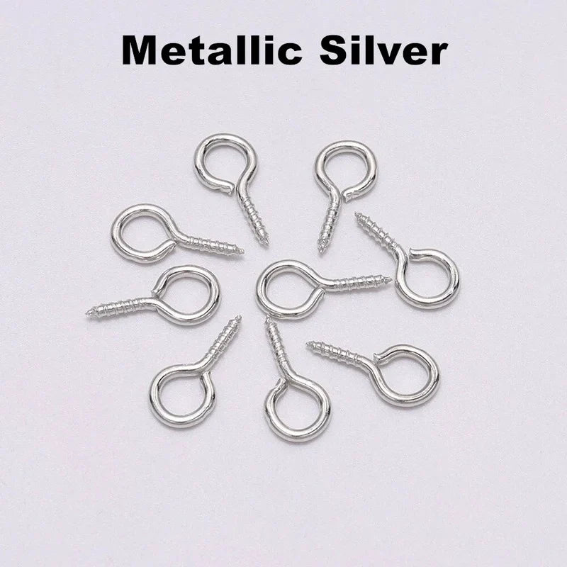 100pcs Mini Screw Eye Pins Eyelets Gold Silver Jewelry Findings DIY