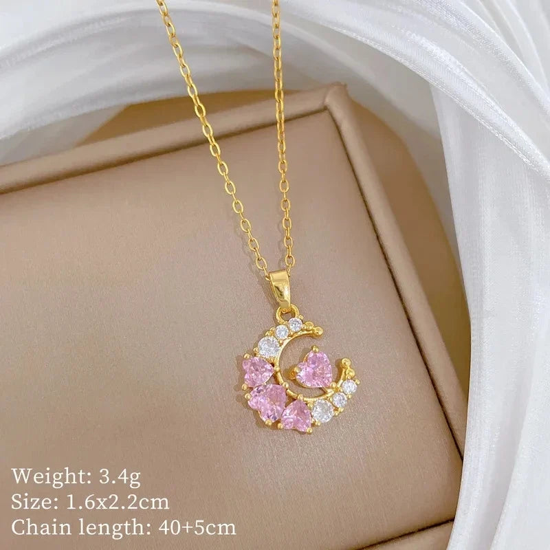 Women's Gold Heart Pendant Necklace – Copper & Stainless Steel