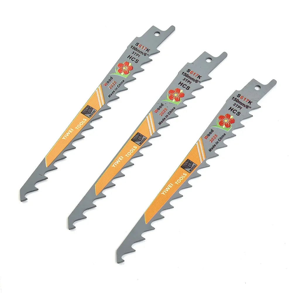 DAZZLEEX 150mm HCS Saw Blade 3 TPI – Plunge & Curved Cuts 3-Pack