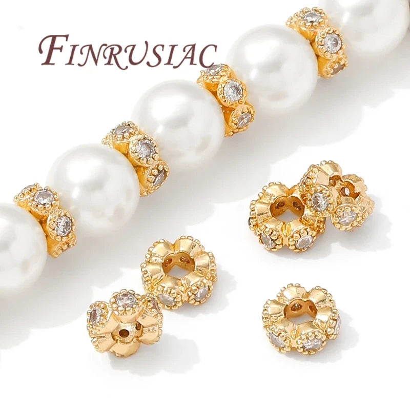 6mm 18K Gold Plated Rhinestone Spacer Beads – DIY Jewelry Making