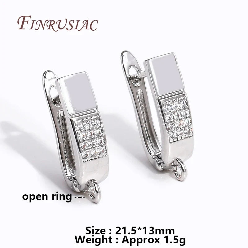 18K Gold Plated Zircon Earring Hook Clasps | DIY Jewelry Findings
