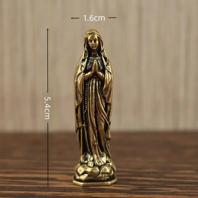 Brass Virgin Mary Figurine Pendant – Vintage Copper Keepsake