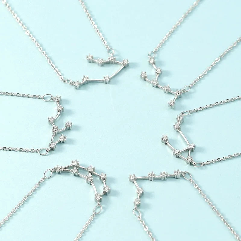 Zodiac Symbol Pendant Necklace – Minimalist Silver Collarbone