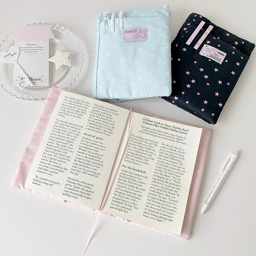 Star Print A5 Book Sleeve – Padded Notebook Pouch & Cover