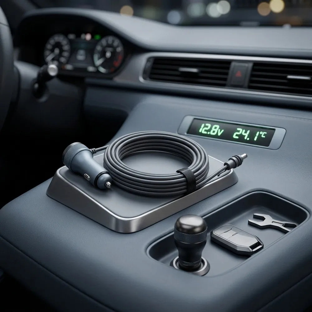 Starlink Mini 12V–24V DC Power Cable with USB & Voltmeter