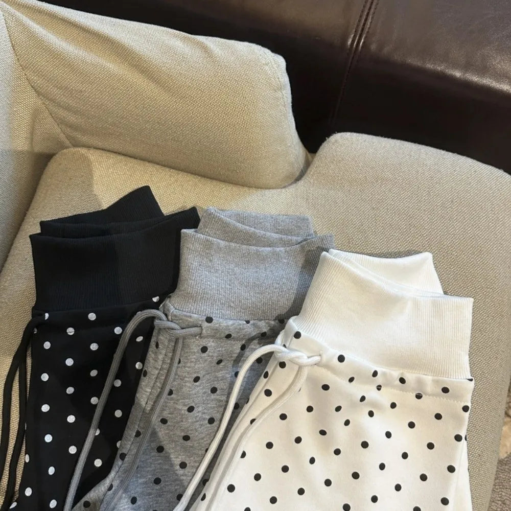 Women's Polka Dot High Waist Yoga Shorts | Drawstring S-XL