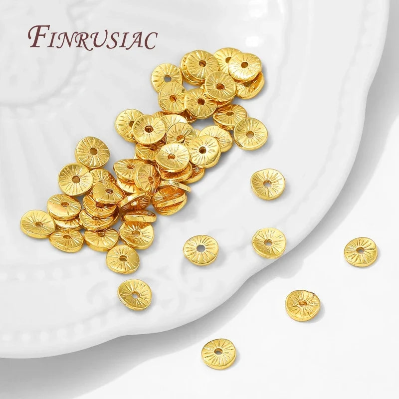 6mm 18K Gold Plated Brass Round Spacer Beads | DIY Jewelry