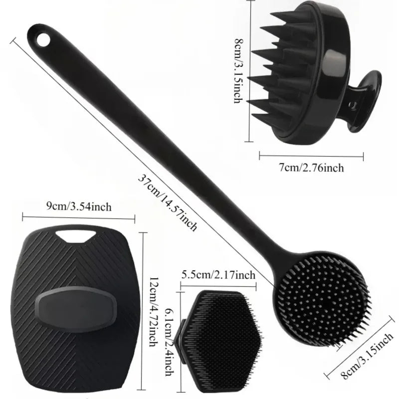 4PCS Silicone Body Scrubber Set – Exfoliating Shower Brush Kit