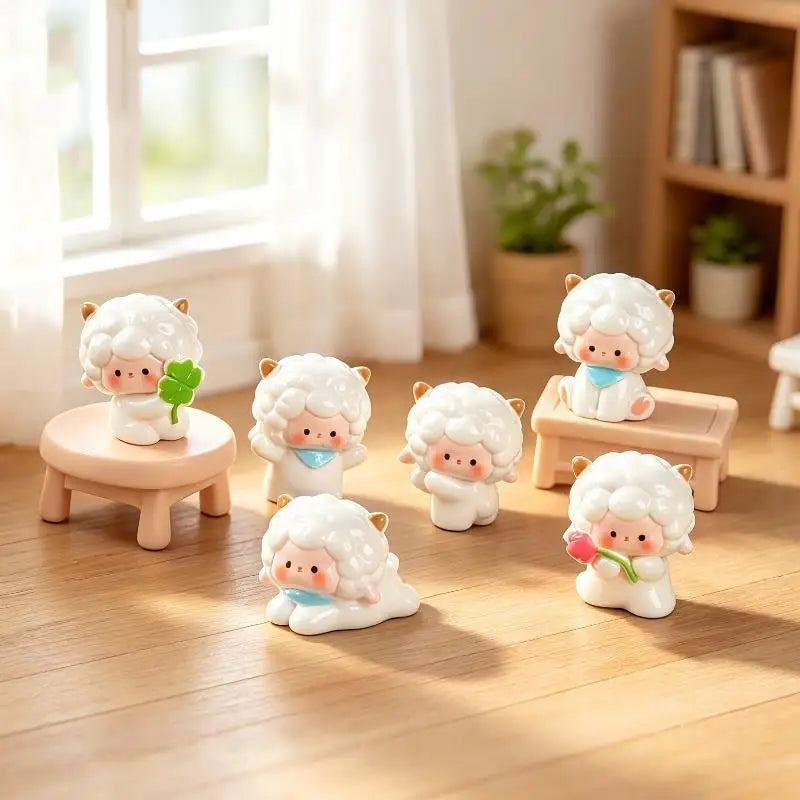 Miniature Sheep Lamb Resin Figurines Fairy Garden Ornaments 5/6Pcs
