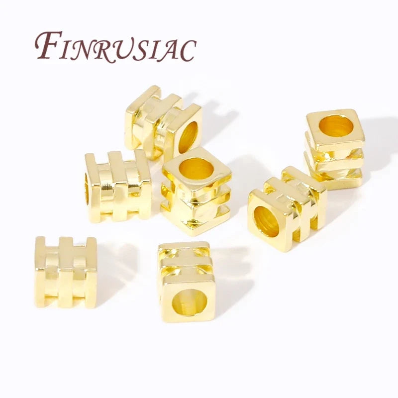 3x3mm 18K Gold Plated Brass Cube Spacer Beads | DIY Jewelry