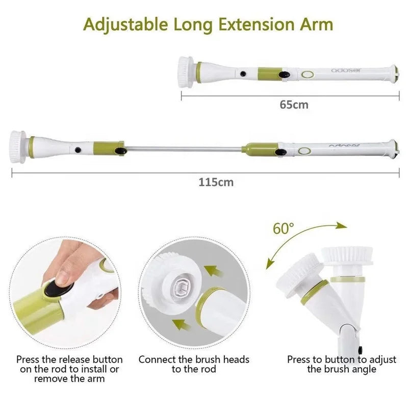 Cordless Electric Spin Scrubber – Retractable Cleaning Brush