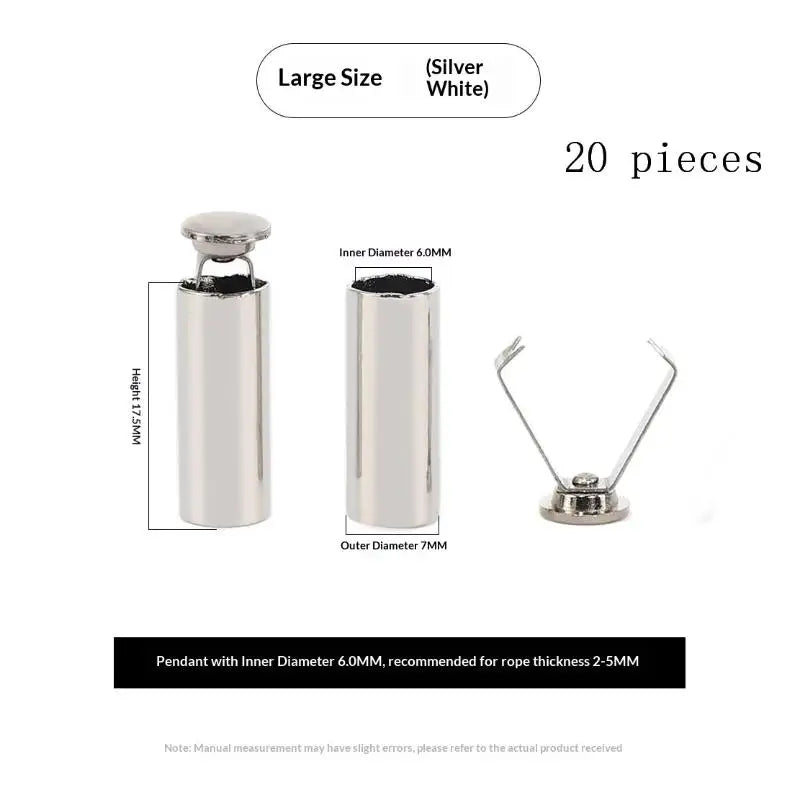 20Pcs Metal Cord End Stoppers for DIY Bags, Shoes & Lanyards