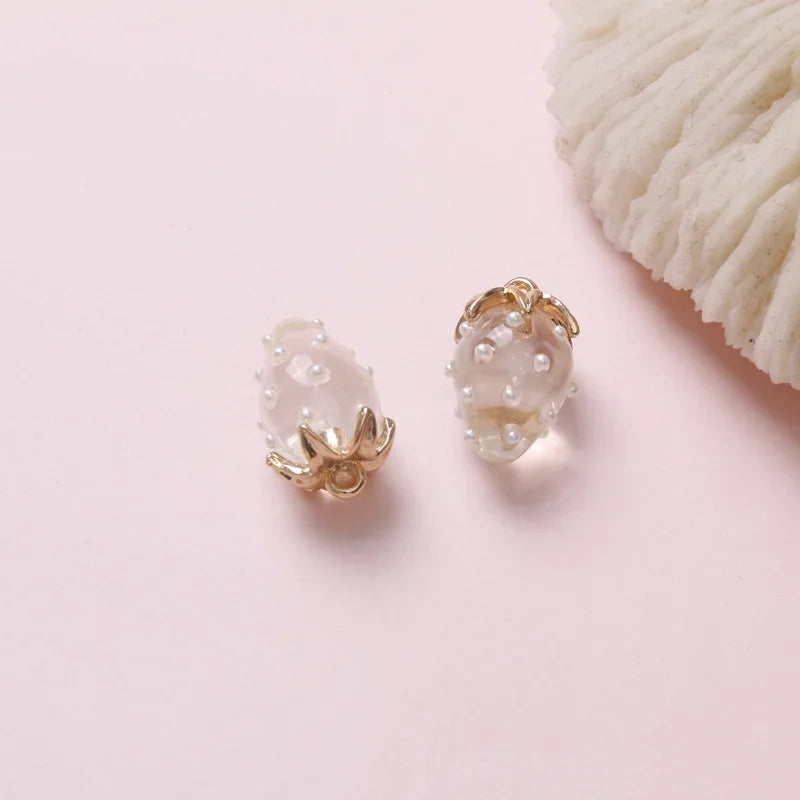 Resin Strawberry Pendant Charm for DIY Jewelry Making