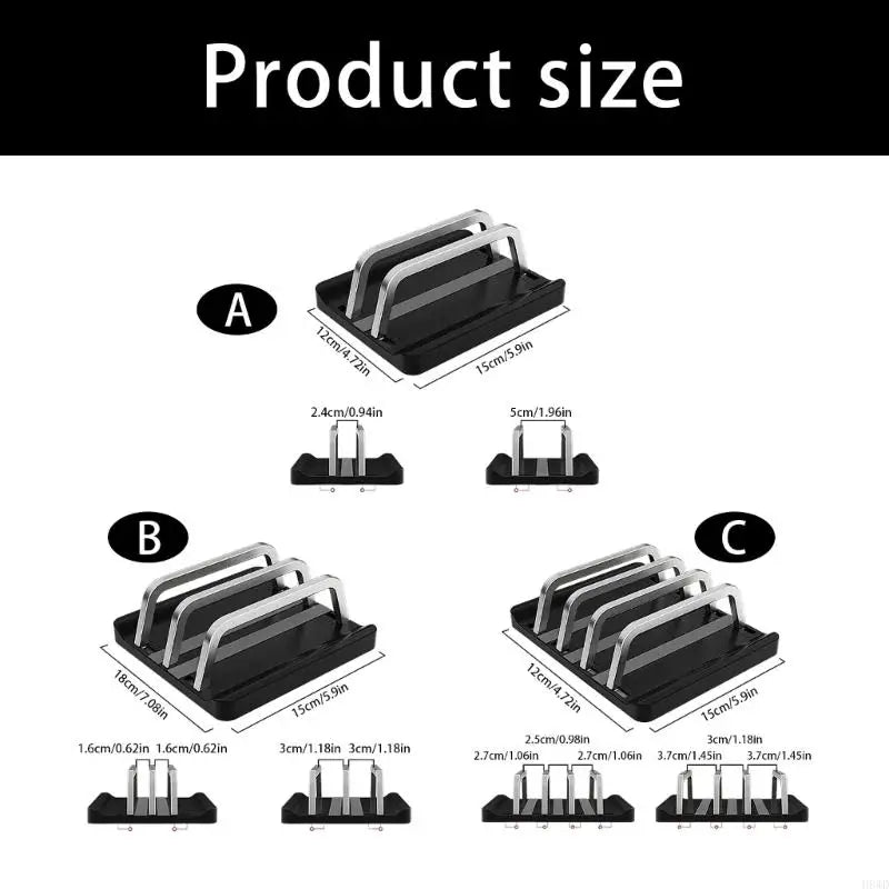 Vertical Laptop Stand – Metal Desk Holder 1/2/3 Slot Space Saver