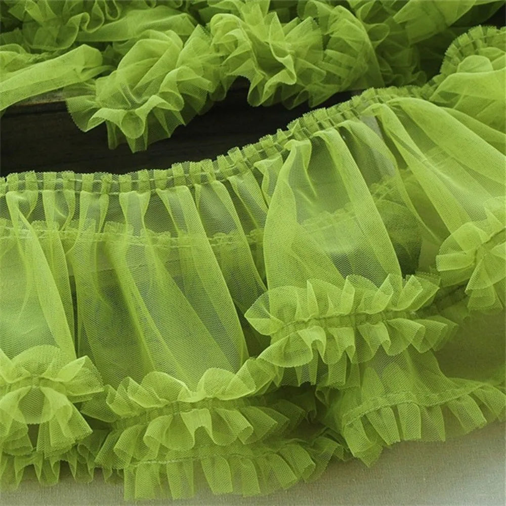 Pleated Tulle Lace Trim 15x90cm – Fluffy Mesh Ribbon for DIY