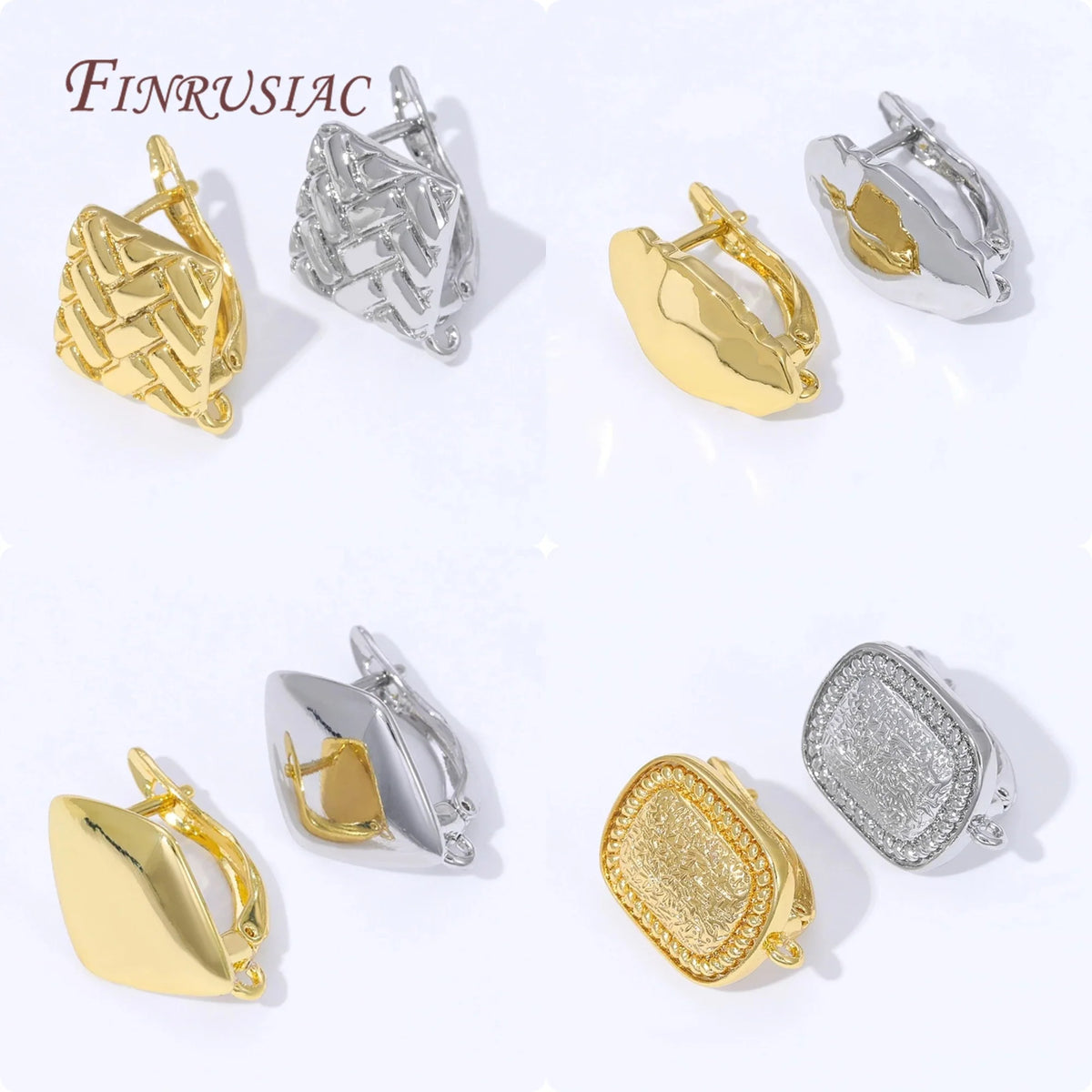 Geometric Leverback Earring Hooks 18K Gold Silver Plated 4 Styles