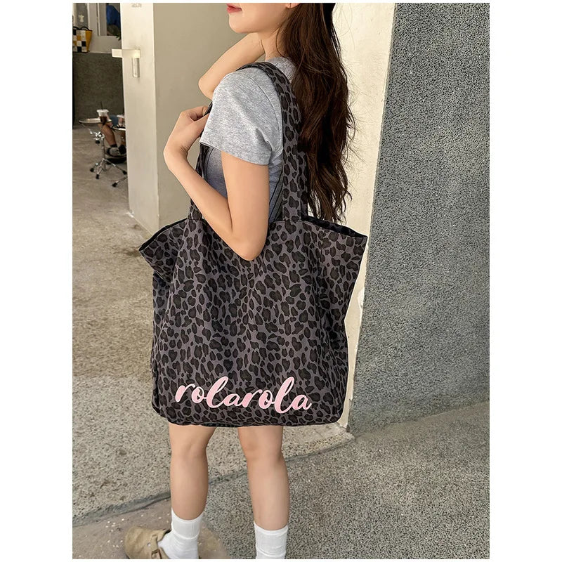 Korean Leopard Print Shoulder Bag – Large Capacity Women's Tote