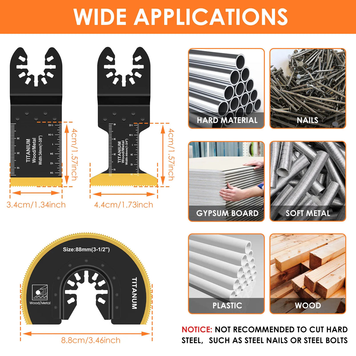 Titanium Oscillating Saw Blade Kit 3/4 Pcs – Universal Multitool