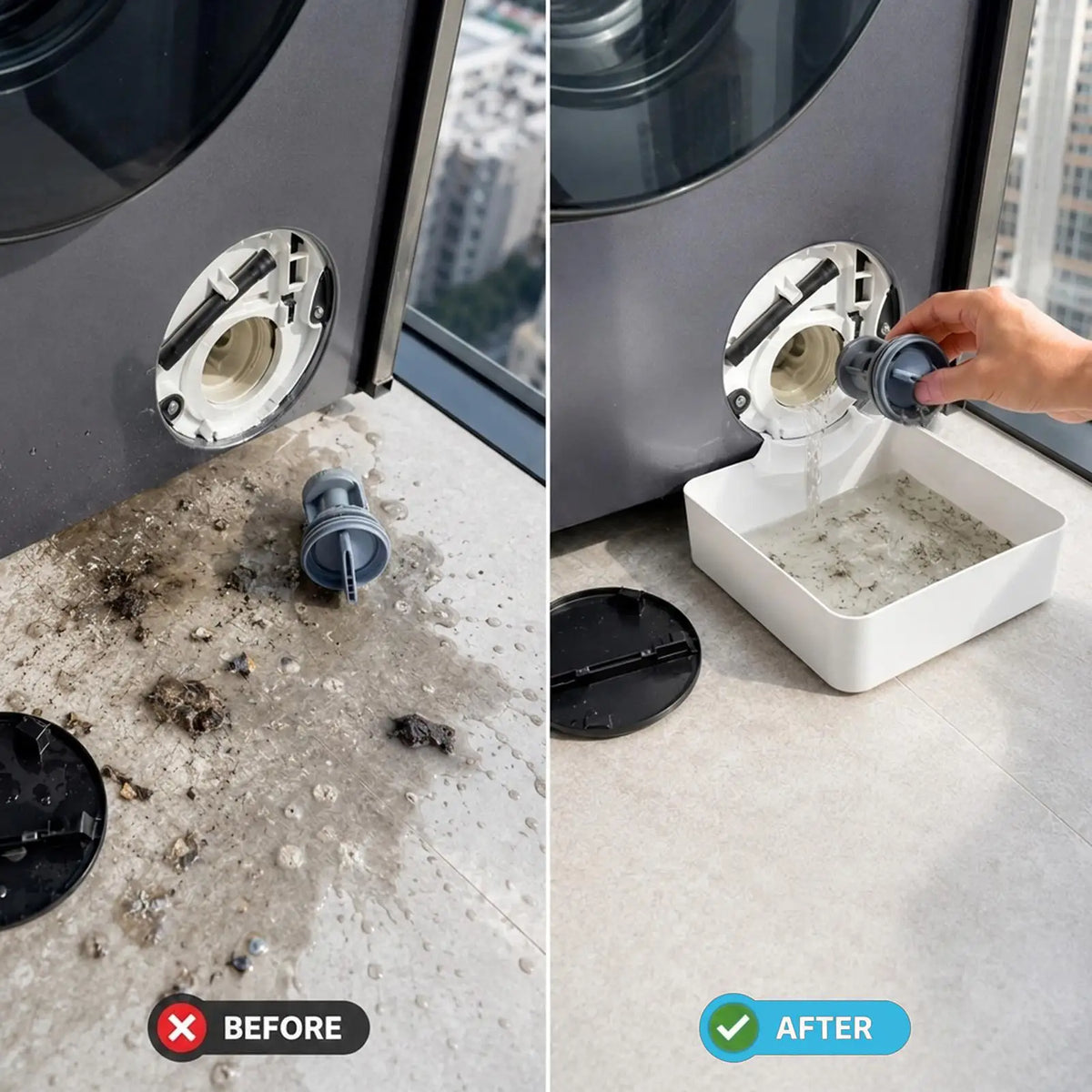 Washing Machine Drain Pan with Lint Filter & Funnel