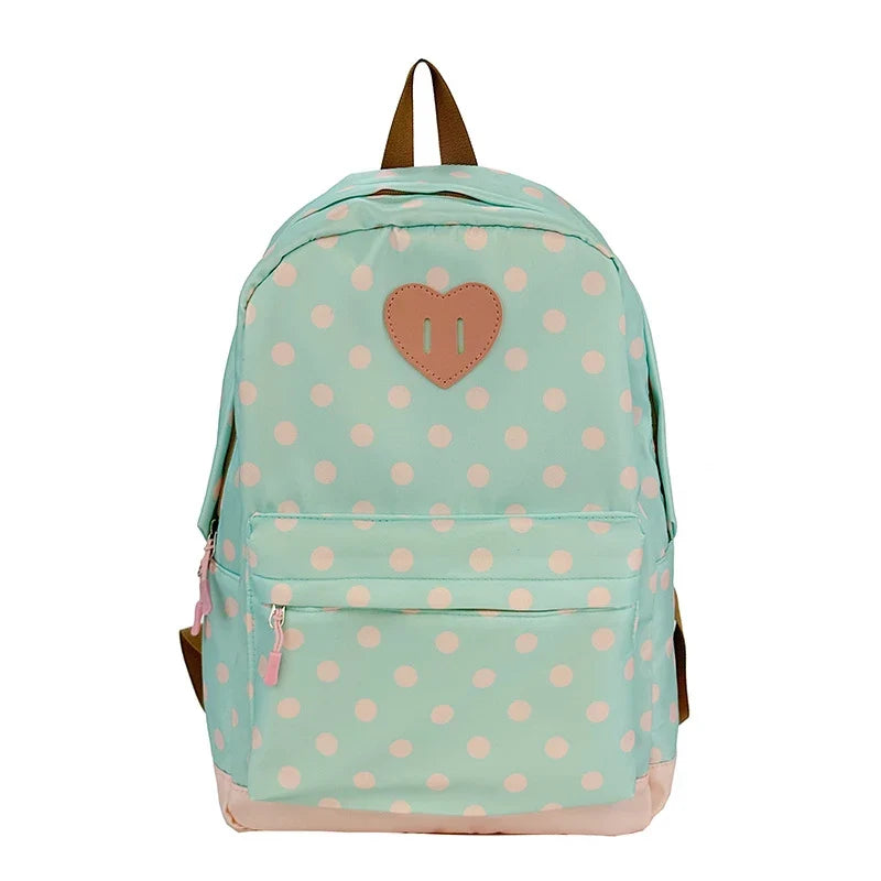 Cute Polka Dot Backpack Teen Girls School Travel Rucksack