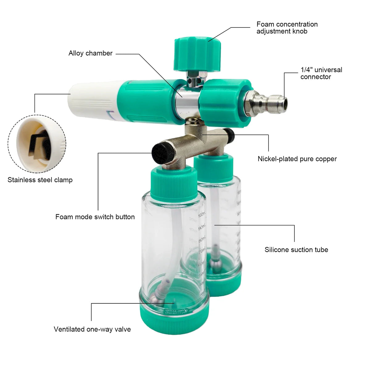 VKTECH 100ML Dual-Kettle Snow Foam Lance Car Wash Sprayer