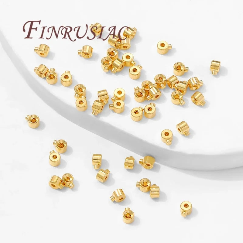 18K Gold Plated Crimp End Beads | DIY Jewelry Findings 10/20 Pcs