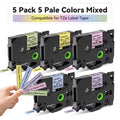 Labelife 12mm Mixed Pale Matte Label Tapes for Brother P-Touch 5-Pack