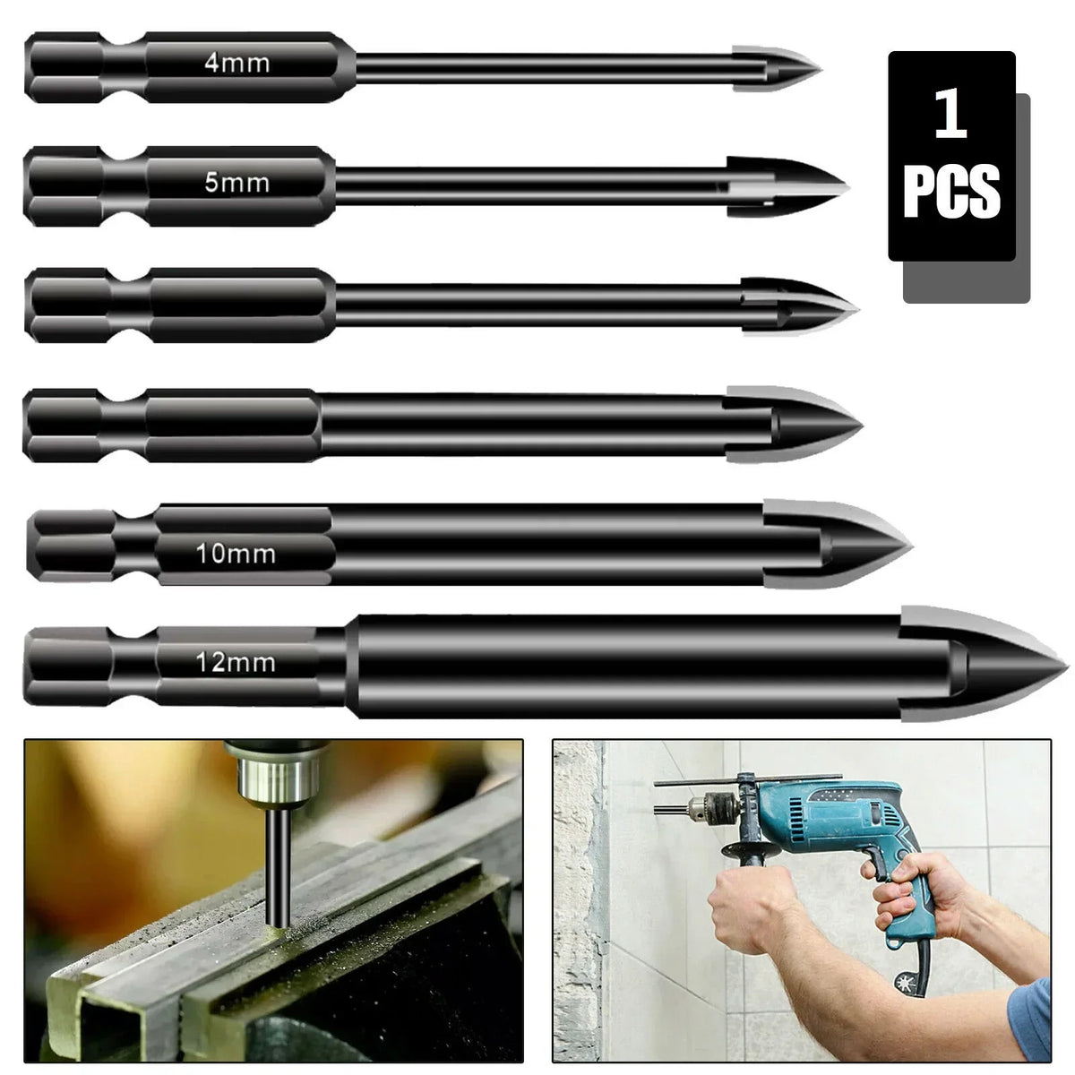 DAZZLEEX Carbide Triangle Drill Bit – Tile Glass Ceramic Concrete