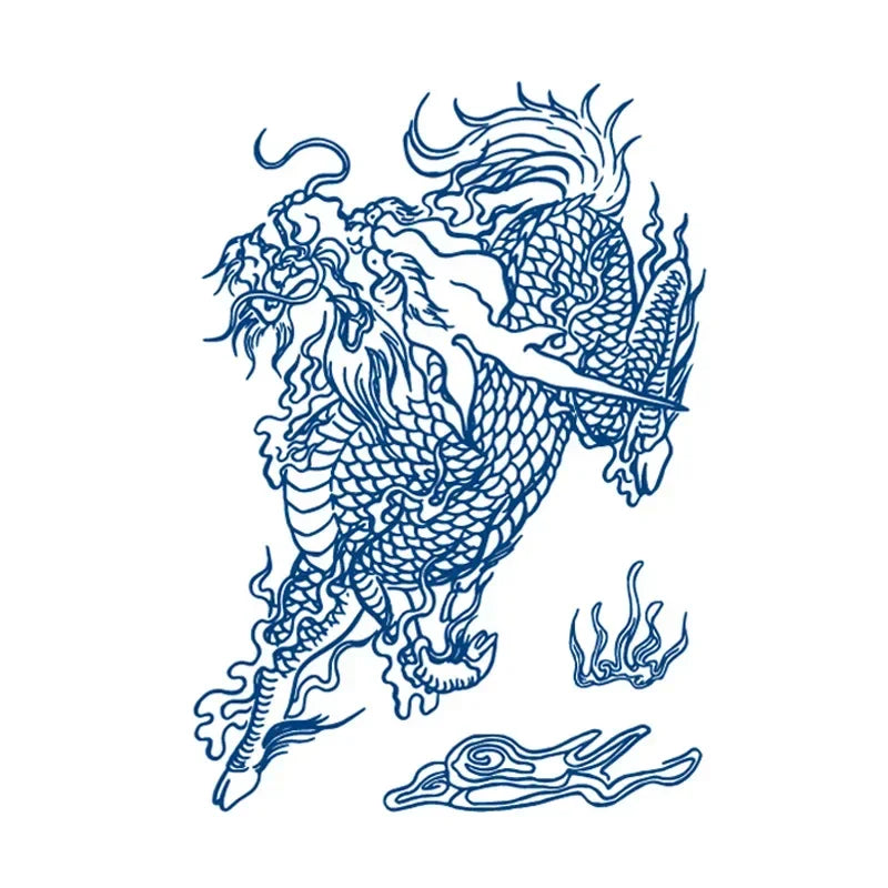 Blue Snake Temporary Tattoo Sticker – Waterproof Body Art