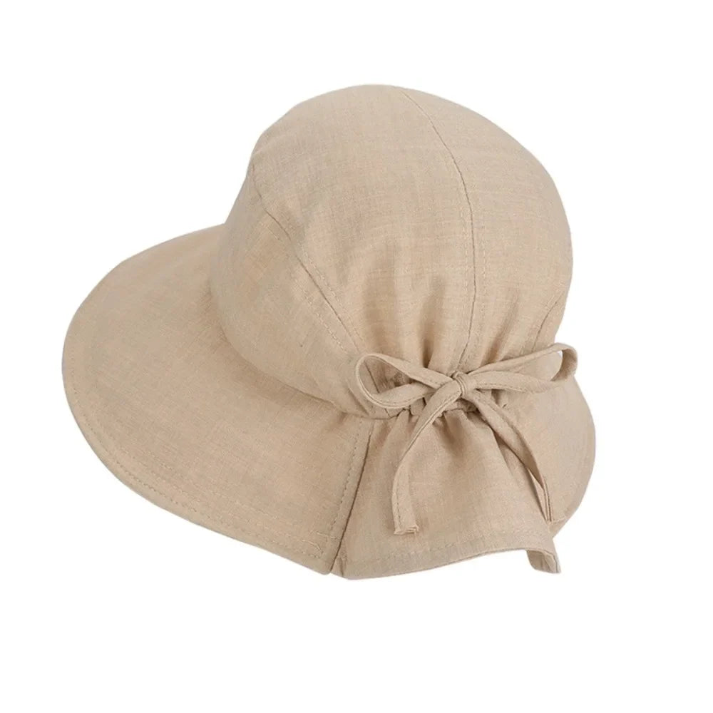 Women's Wide Brim Foldable Bucket Sun Hat with Bow Accent