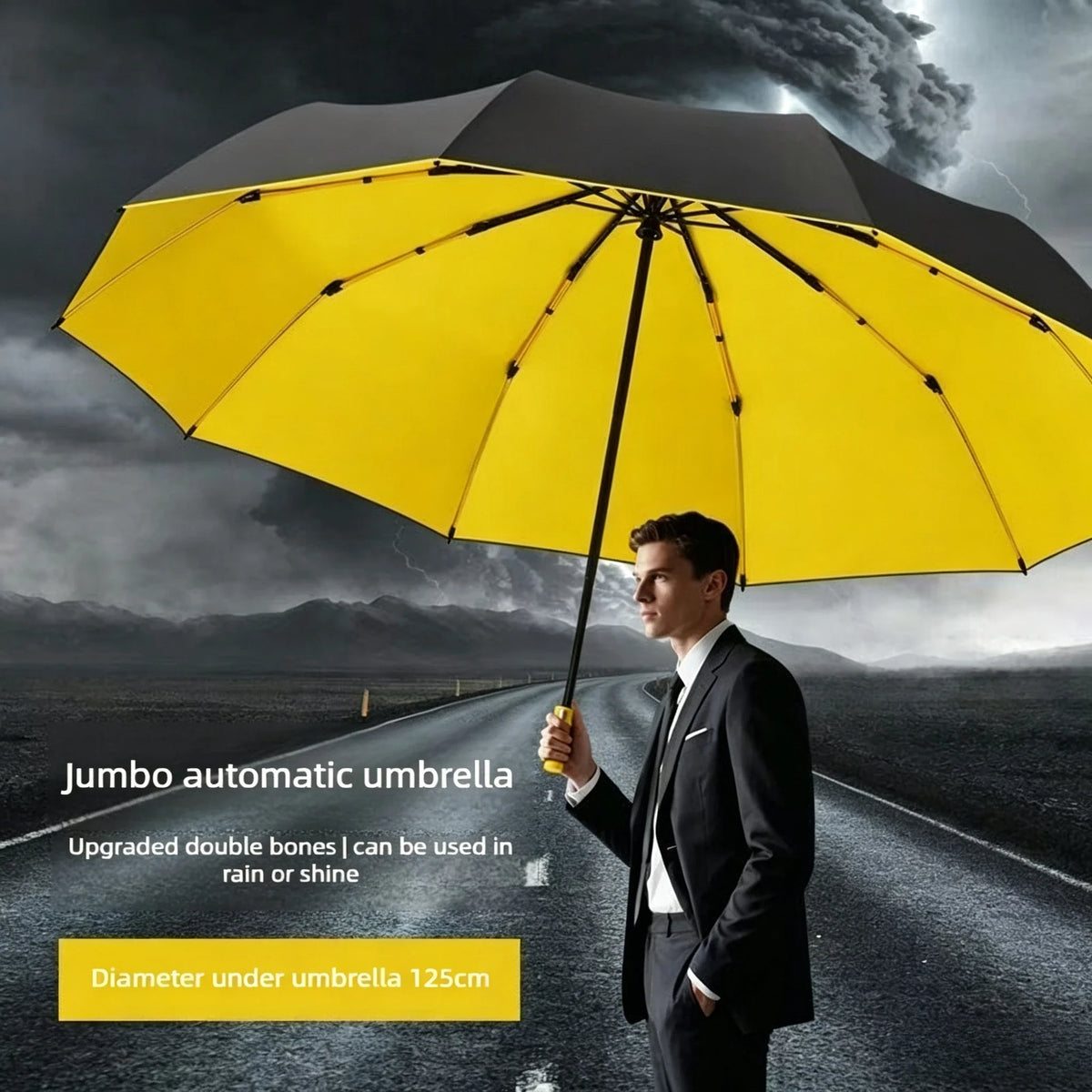 125cm Super Large Triple-Fold UV & Rain Umbrella – Unisex