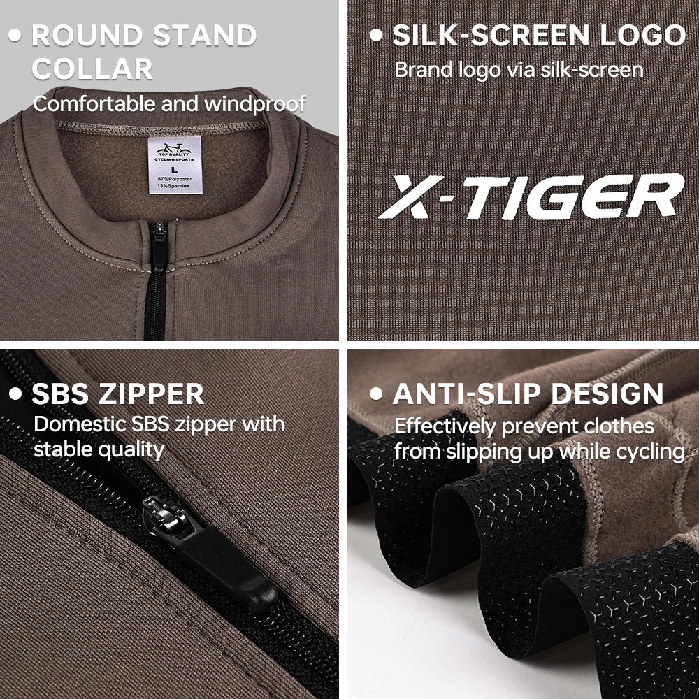 X-TIGER Winter Thermal Fleece Cycling Jersey | Long Sleeve MTB