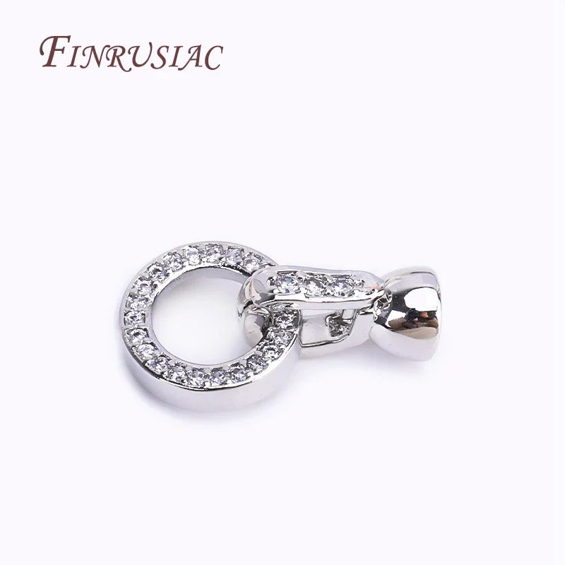 18K Gold Plated Zircon Round Clasp Connector DIY Jewelry