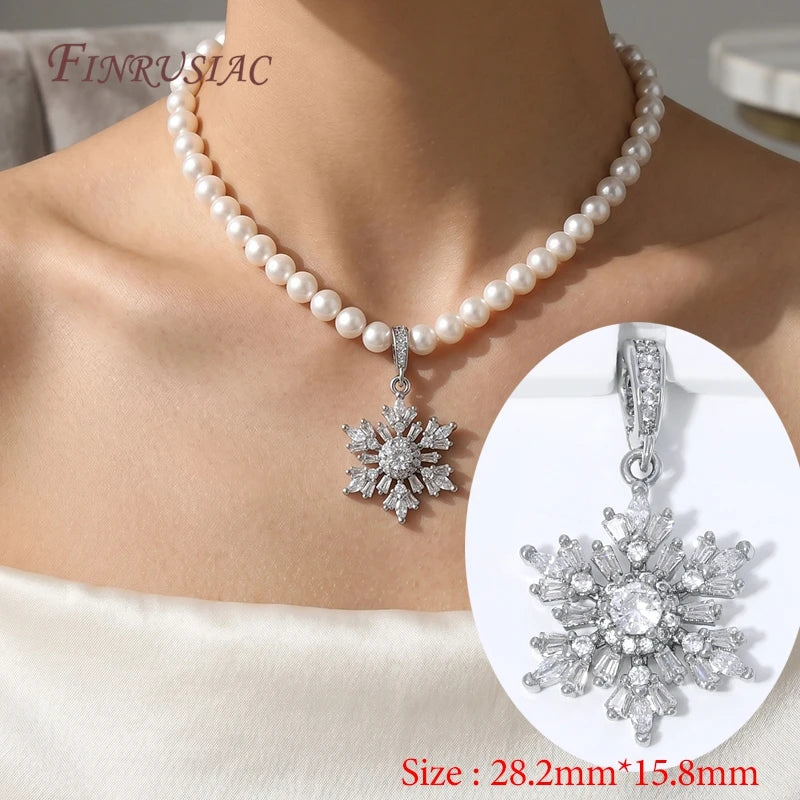 18K Gold Plated Snowflake Charm | Cubic Zirconia DIY Pendant