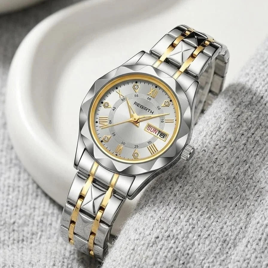REBIRTH Women's Quartz Watch – Day & Date Display | Stylish