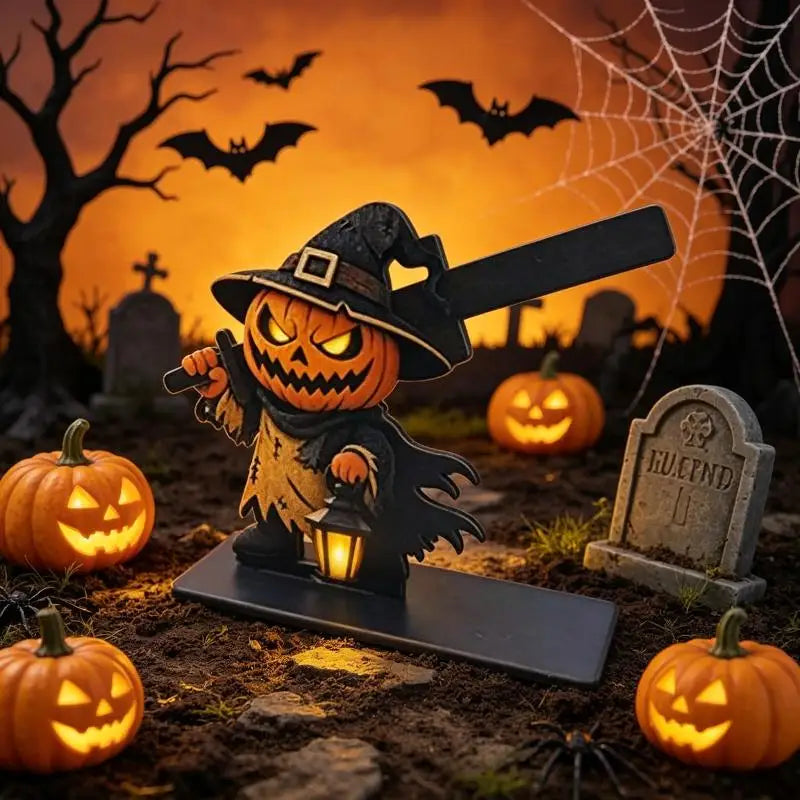 Wooden Grim Reaper Skeleton Ornament – Halloween Tabletop Décor