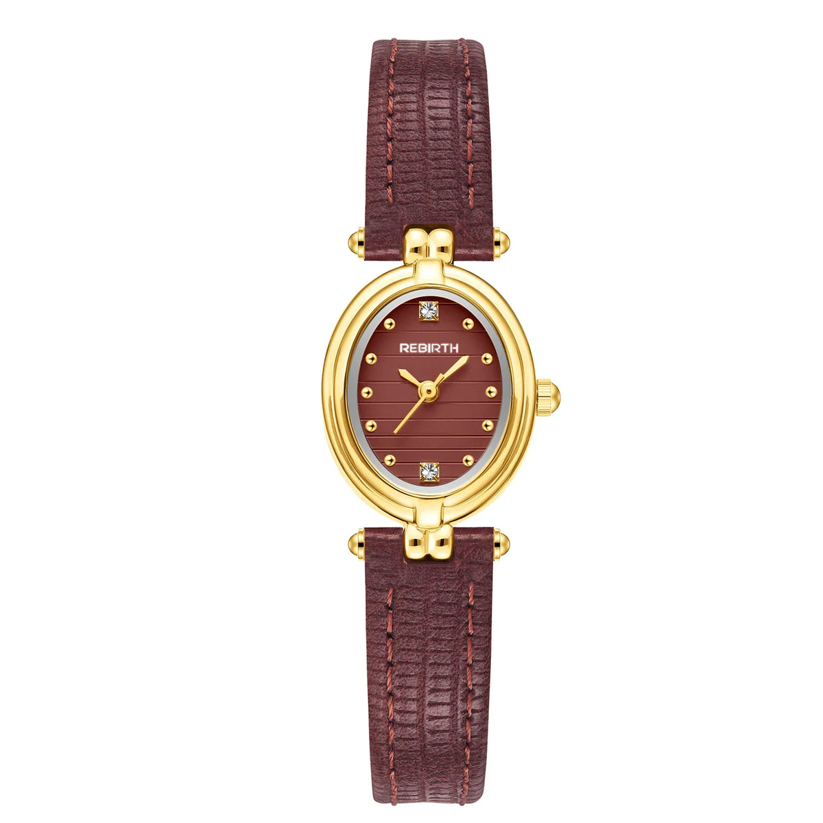 REBIRTH Women's Quartz Watch – Elegant Leather Band, Alloy Case