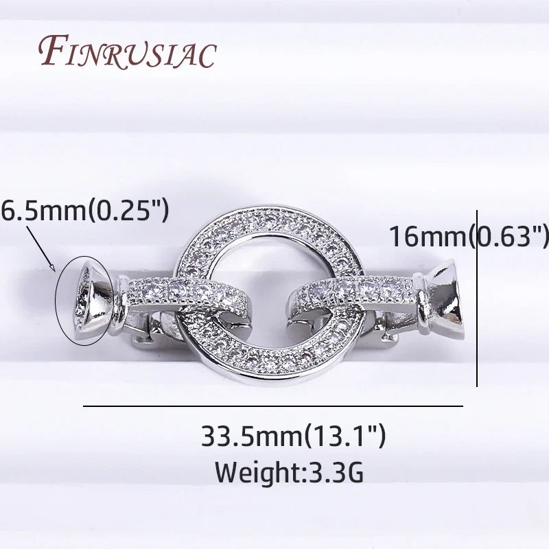 18K Gold Plated Zircon Lock Clasp for DIY Necklace Jewelry