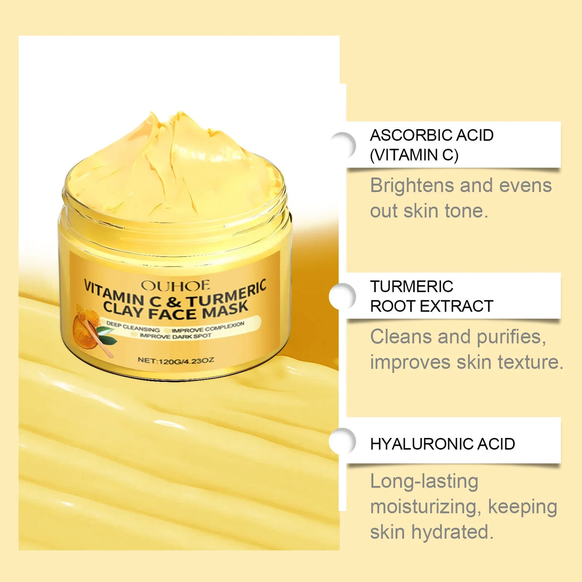 Turmeric Vitamin C Clay Face Mask – Brighten & Deep Cleanse