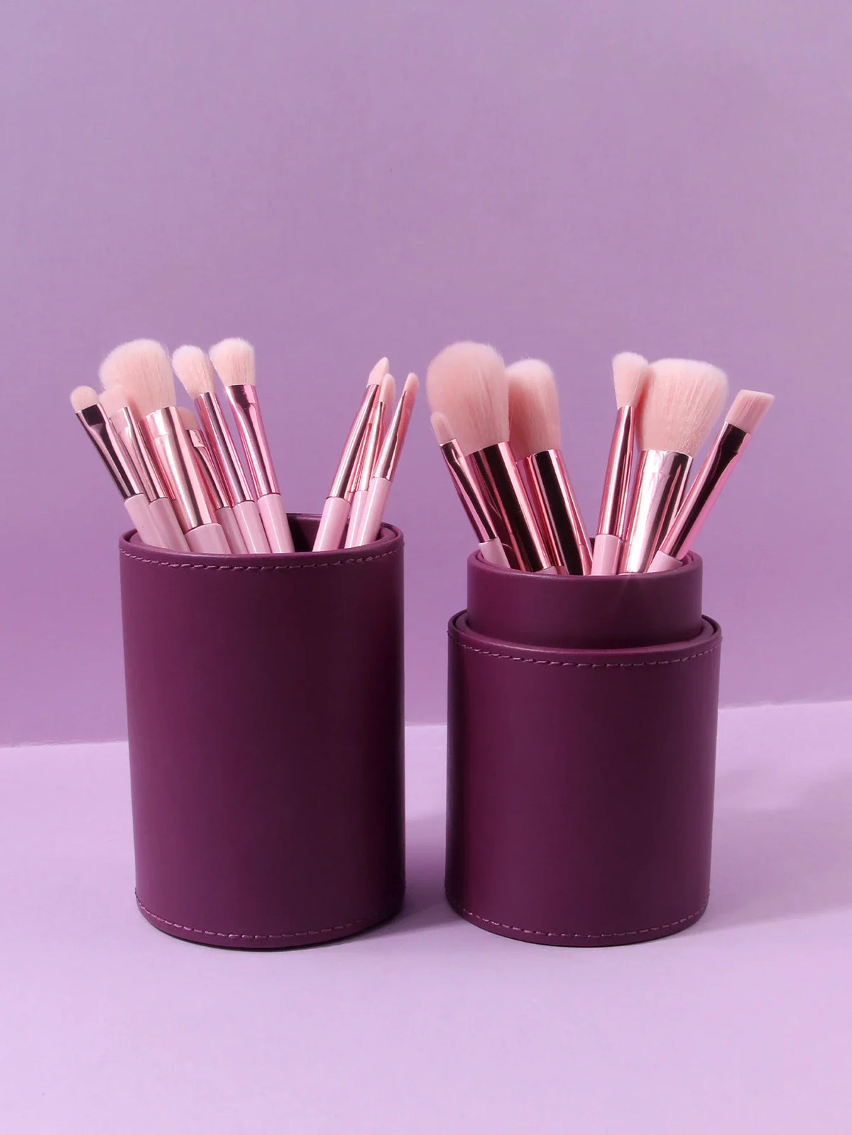 PU Leather Makeup Brush Holder Desktop Cosmetics Storage Bucket