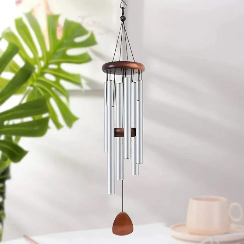 Retro Wood & Aluminum 6-Tube Wind Chime – Garden & Balcony