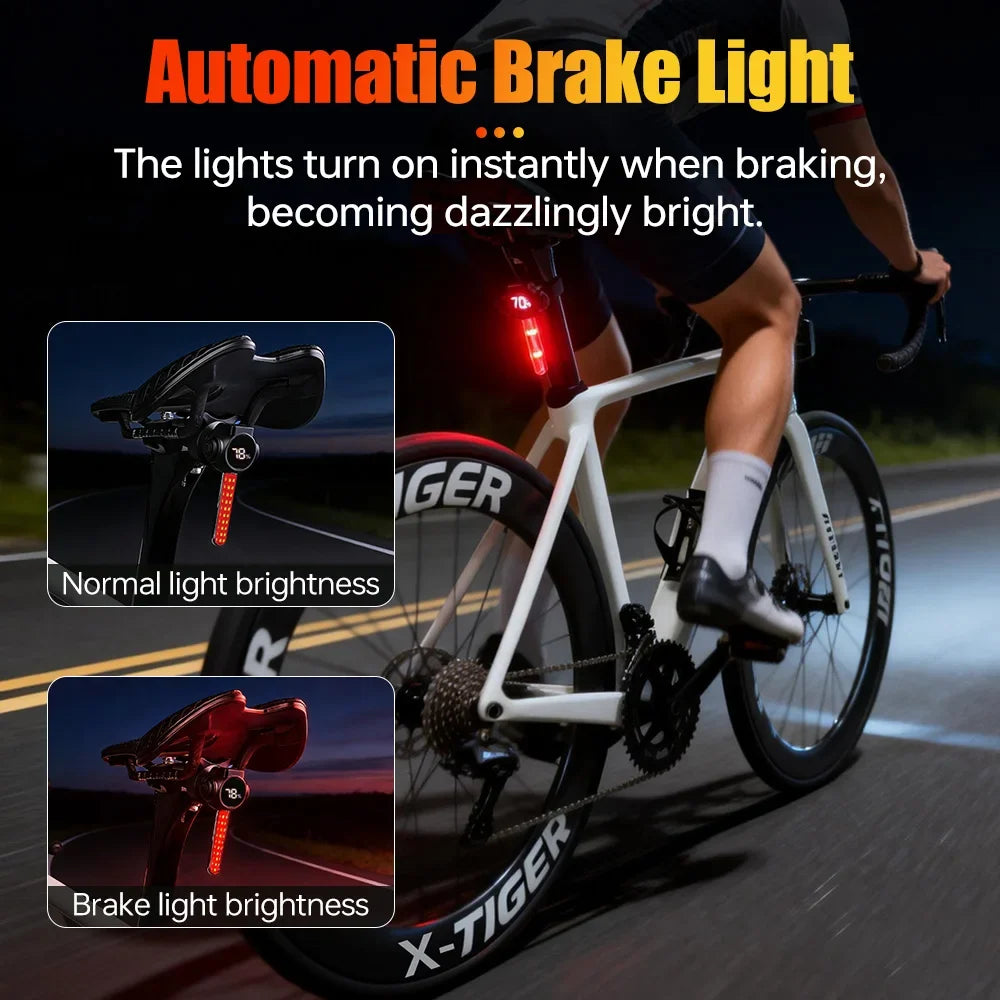 X-TIGER Smart Bike Tail Light 9 Modes RGB Auto Sensor IPX5